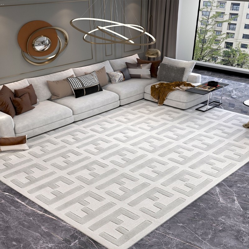 轻奢意式ins灰色双f客厅羊毛混纺北欧卧室地毯家用可定制加厚 效果图1