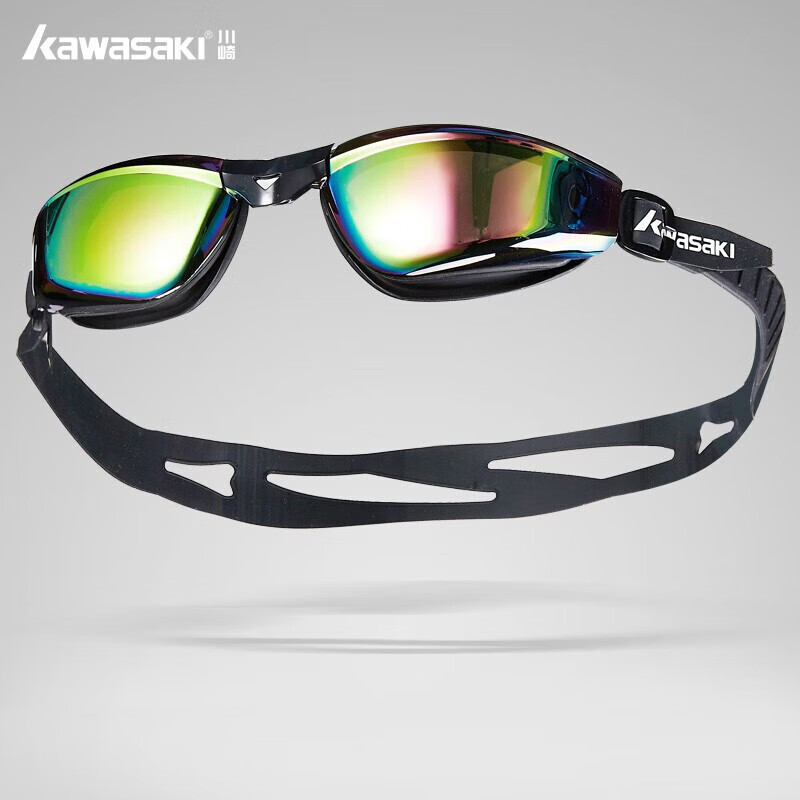 川崎（kawasaki）泳镜高清防雾游泳镜专业训练舒适游泳眼镜电镀炫彩 GS-720P II黑色