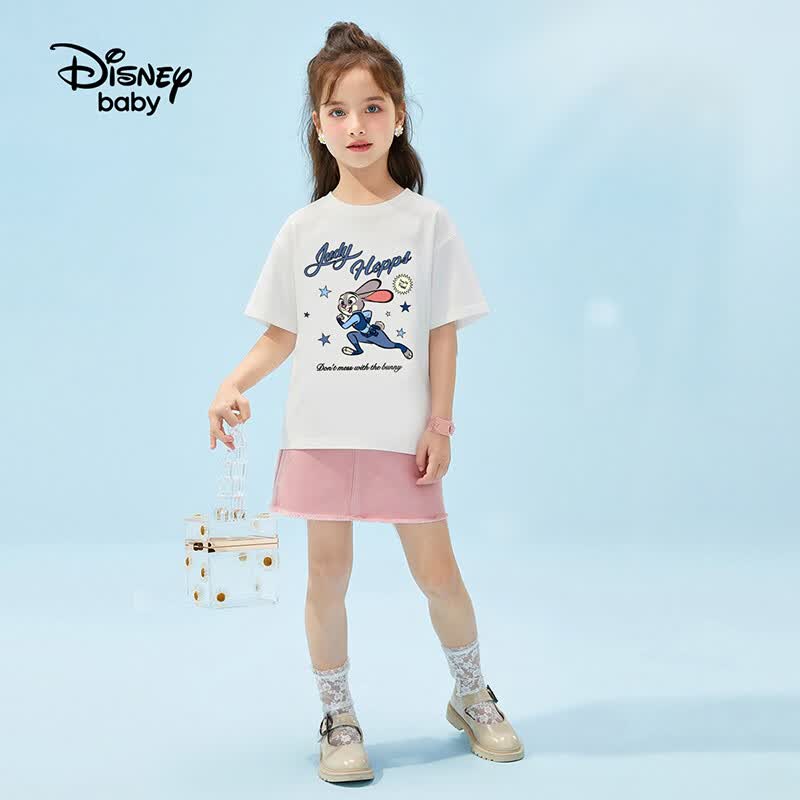 迪士尼（Disney）童装儿童时尚休闲T恤男女童短袖t恤2026夏款中大童圆领短袖tT恤 本白-变色 150  高145-155cm重70-85斤