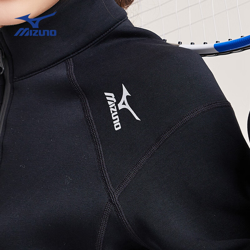 美津浓(MIZUNO)儿童立领长袖卫衣男秋冬季百搭休闲半开衫卫衣男舒适穿搭女童 黑色 165 cm (建议身高160-165cm)