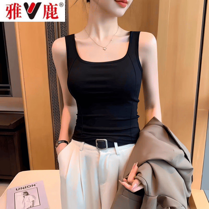 雅鹿2026夏季新款鱼骨吊带背心女美背内搭遮副乳收腰打底外穿无袖上衣 灰色【无胸垫款】一件 L 建议体重【110-120斤】