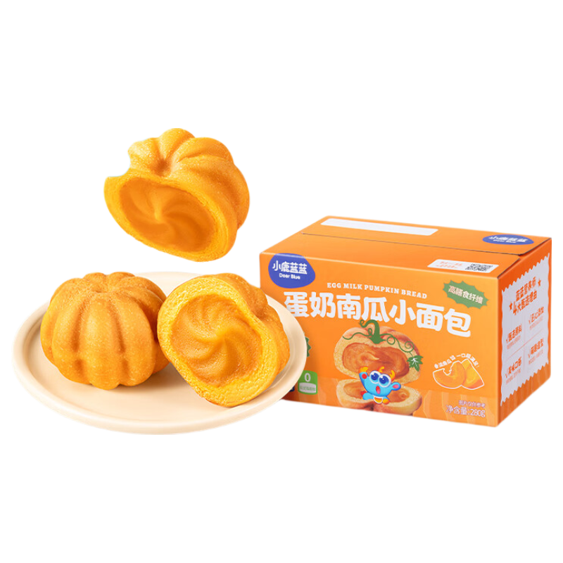 小鹿蓝蓝儿童营养早餐开袋即食宝宝新鲜短保面包零食蛋奶南瓜小面包280g