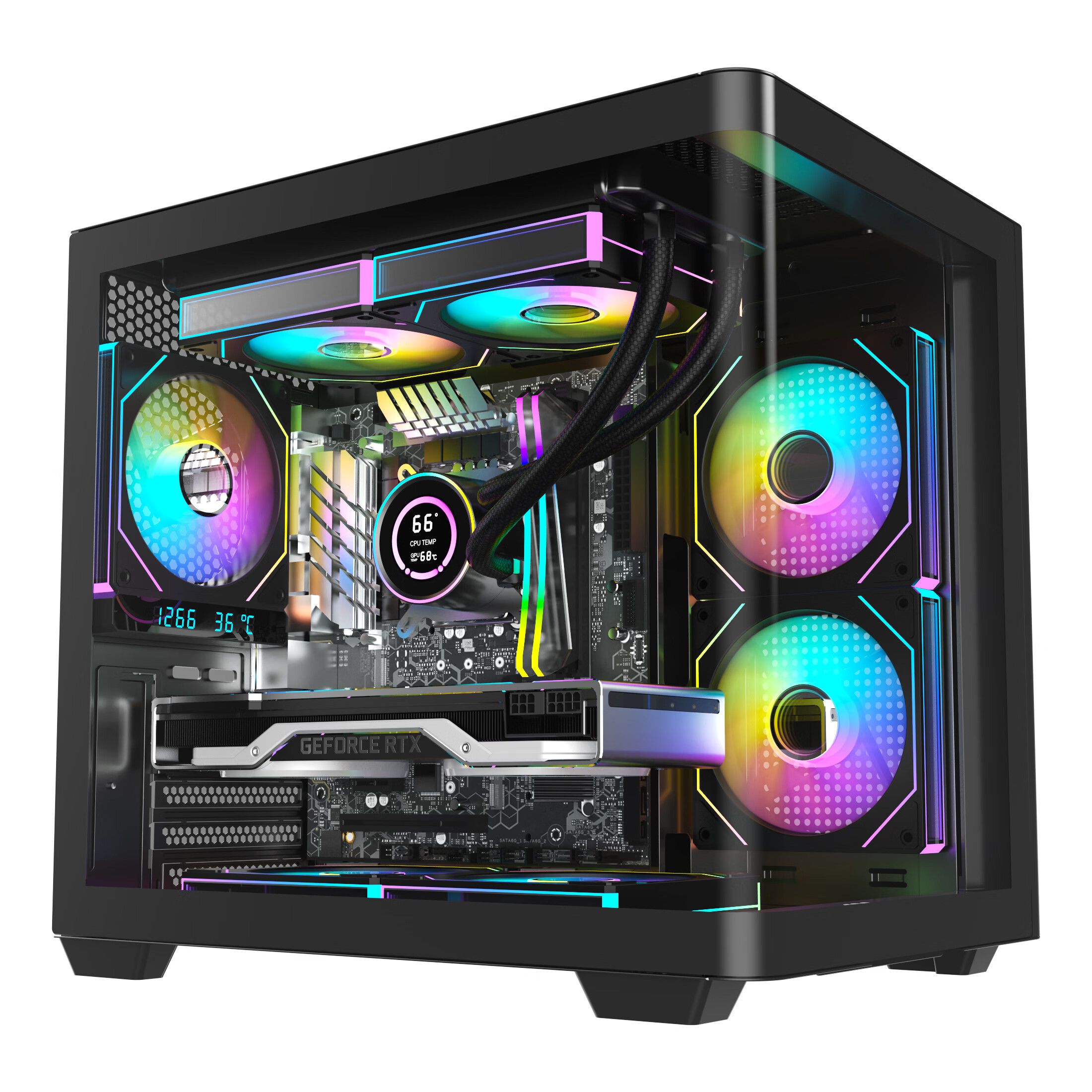 AOC 推出 CG350B 一体式曲面玻璃海景房机箱：兼容 240 水冷，189 元