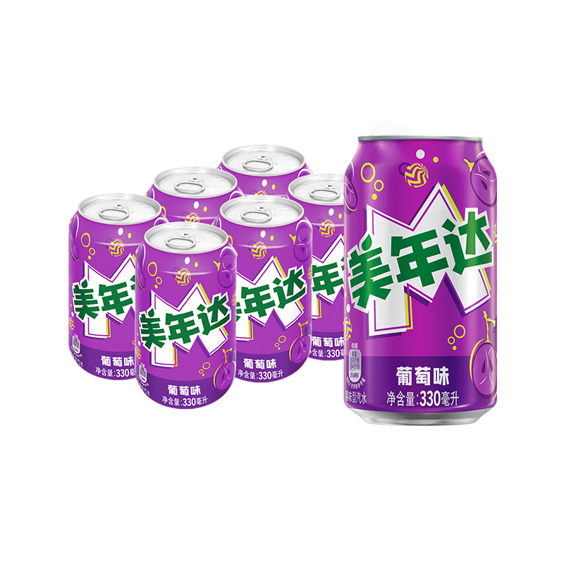 百事可乐美年达碳酸饮料葡萄味330ml×6罐 6.9元 - 86线报
