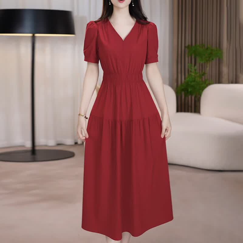 香影芬连衣裙2026新款女夏季十三行今年流行爆款十一喜婆婆婚宴妈妈礼服 红色 2XL (建议121-130斤)