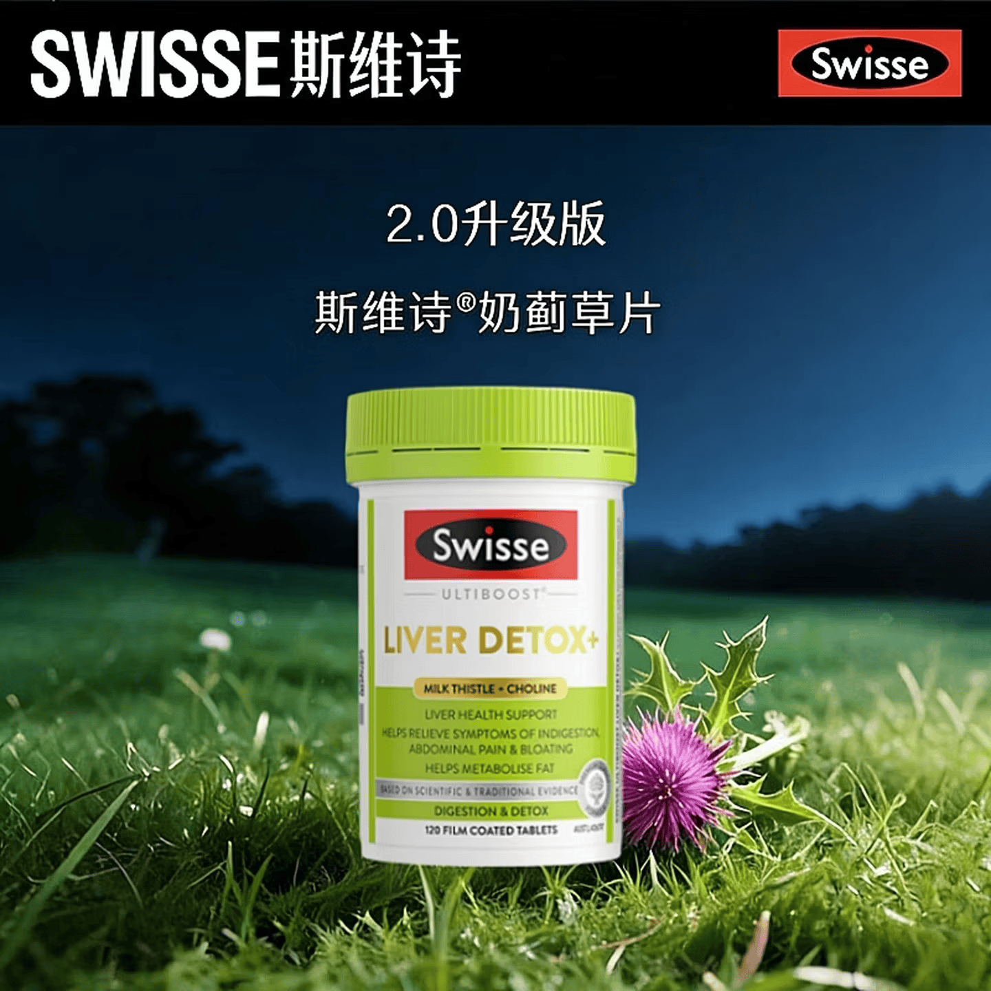 Swisse斯维诗护肝片奶蓟草片清肺片姜黄素加班熬夜解酒护肝常备120粒/瓶 【养护装】护肝片120片*2瓶