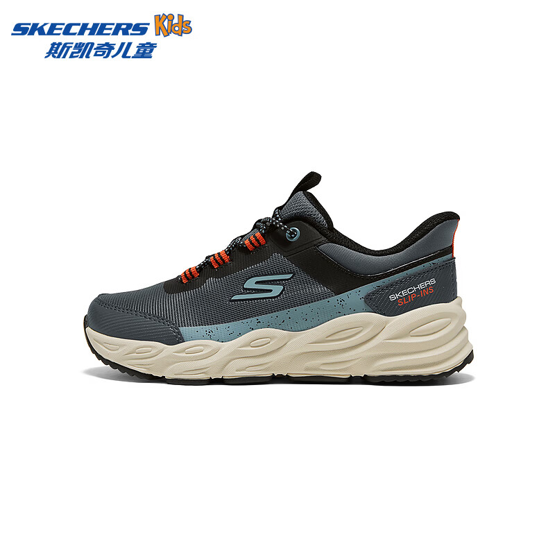 Skechers斯凯奇男孩男童运动鞋百搭舒适跑步鞋405386L 男童/木炭色/黑色 /CCBK 34