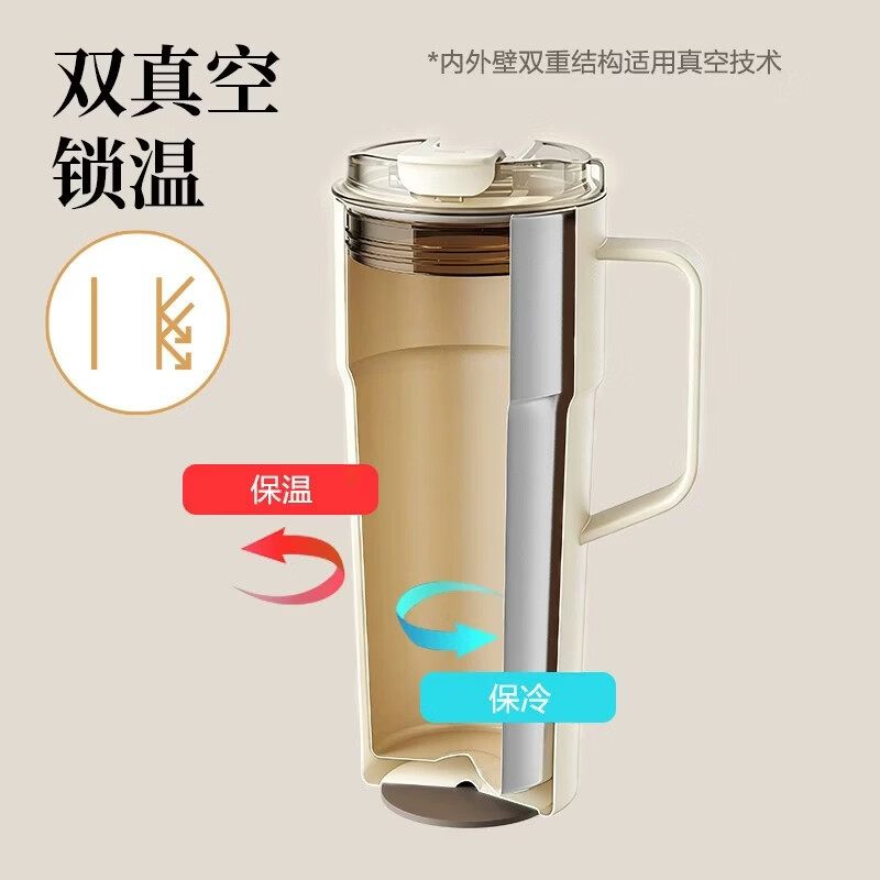 乐扣乐扣(LOCK&LOCK)乐扣乐扣保温杯女士高颜值2026新款咖啡杯大容量陶瓷内胆男水杯子 750ml米色【陶瓷覆层内胆】