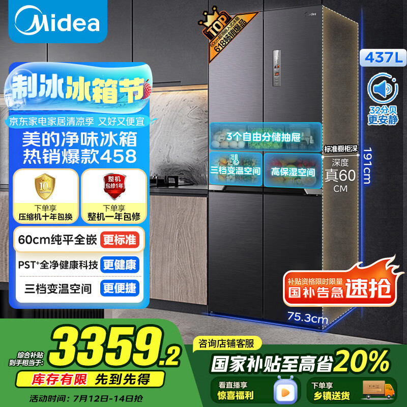 Midea/  ζʮֶԿһЧ 437 MR-458WUSPZE 2419.28Ԫ