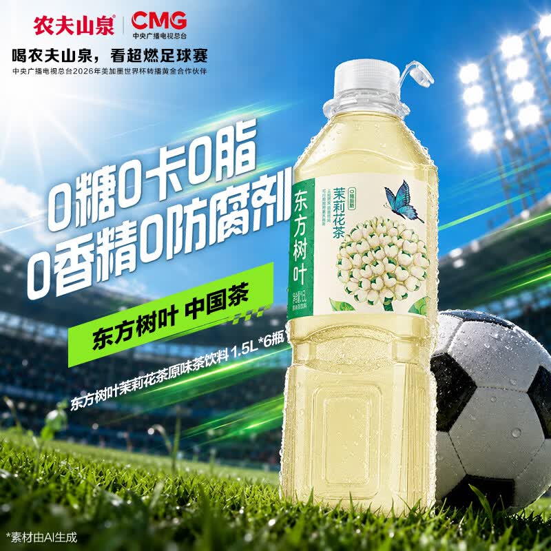 农夫山泉东方树叶原味茶饮料 1.5L*6瓶 茉莉花茶