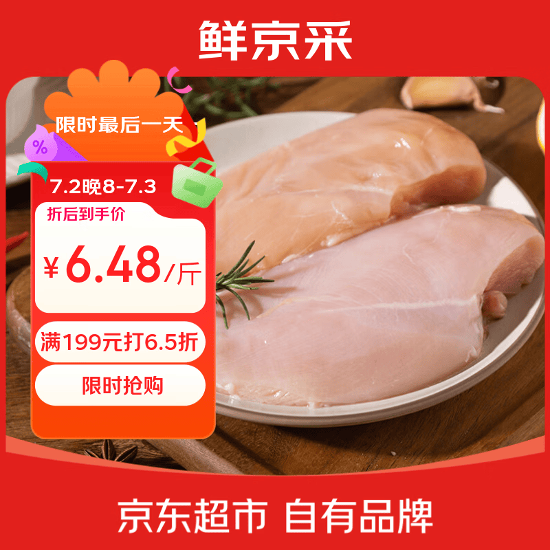 鲜京采鸡大胸  净重4斤（6-8个） 餐减脂餐代餐鸡胸肉生鲜