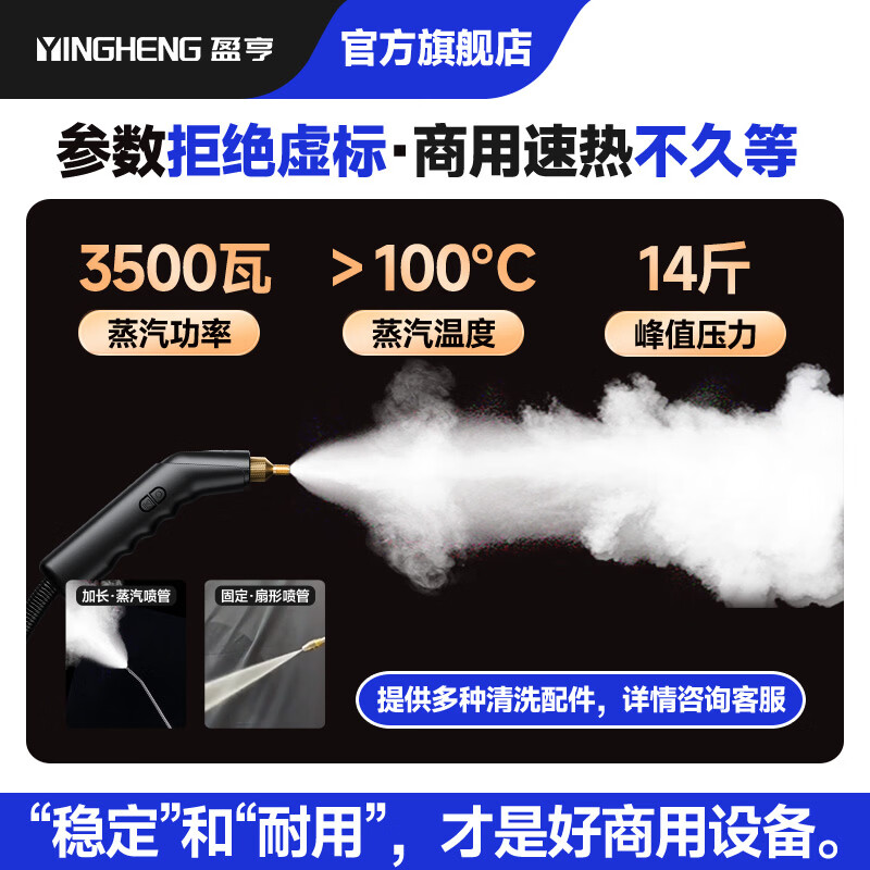 盈亨商用蒸汽清洁机高温高压家政家电清洗空调工具家用多功能一体机清洁设备高温厨房油烟去油污清洗机 商用O³臭氧版【屏显款+双控】标配