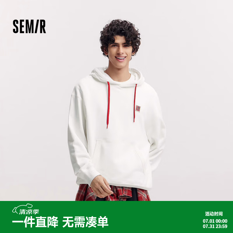 森马（Semir）张仁华非遗联名连帽卫衣男春季宽松印花青年情侣上衣潮流时尚 本白10101 XL