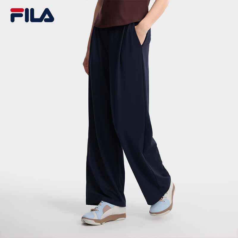 FILA 斐乐官方女士针织长裤2026秋季新款休闲裤子百搭宽松阔腿裤 启灵蓝-DB L 170/70A/L