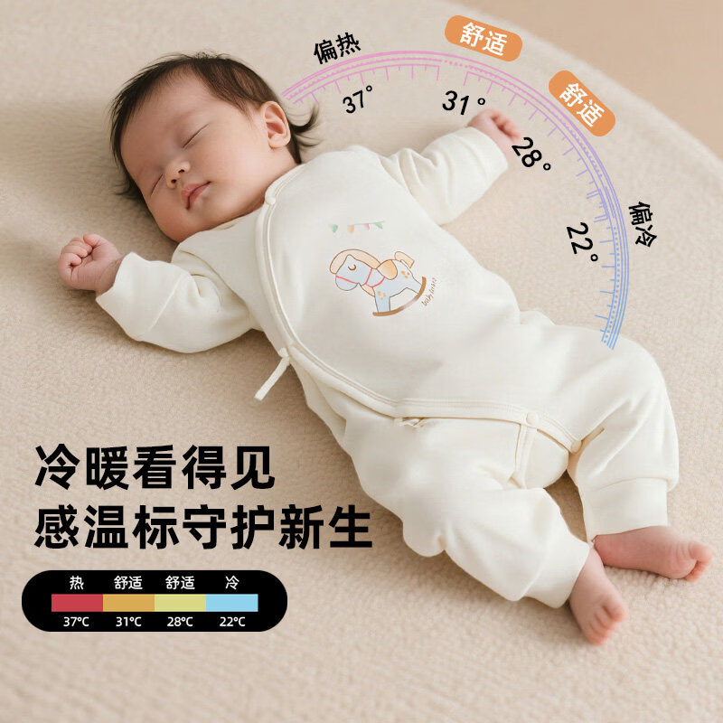 wua·wua【孕妈有礼】哇哇新生婴儿衣服春秋纯棉初生满月宝宝连体衣和尚服 3件装 待产组合A 【感温标升级款】 59 cm 【1-3月体重8-12斤】