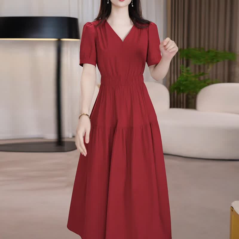 香影芬连衣裙2026新款女夏季十三行今年流行爆款十一喜婆婆婚宴妈妈礼服 红色 2XL (建议121-130斤)