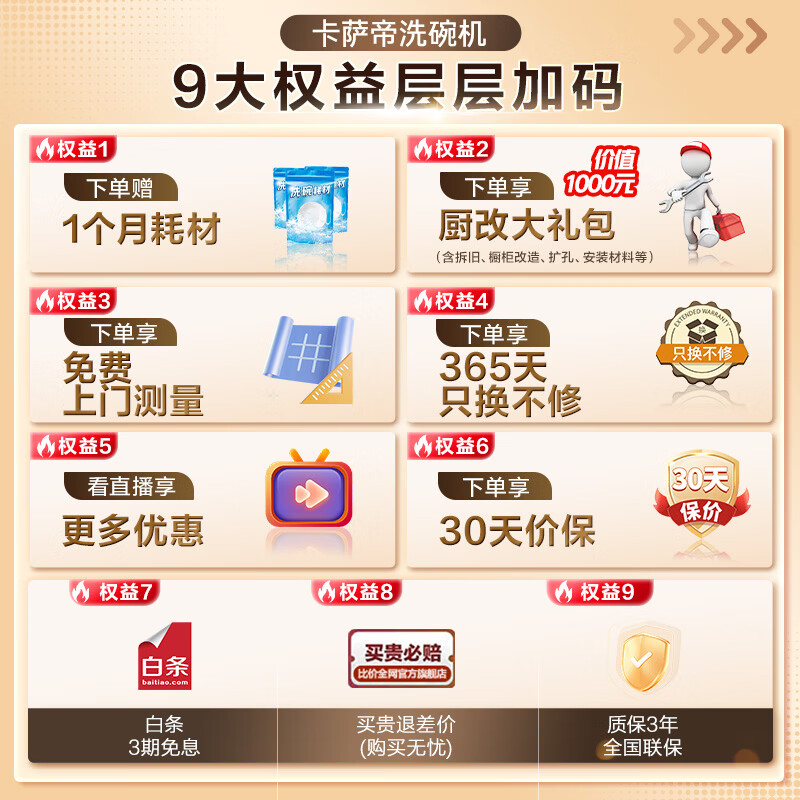卡萨帝（Casarte）【星悦】嵌入式揽光洗碗机系列大16套容量一级水效H-Wash超净舱智能开门速干CYBW16327YYU1