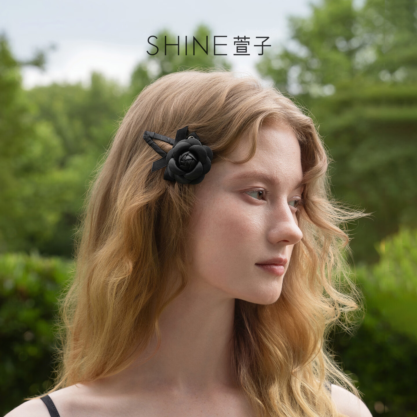 萱子（SHINE）[商场同款]山茶花系列优雅气质花朵边夹温柔侧边夹发夹2026新款 蓝色
