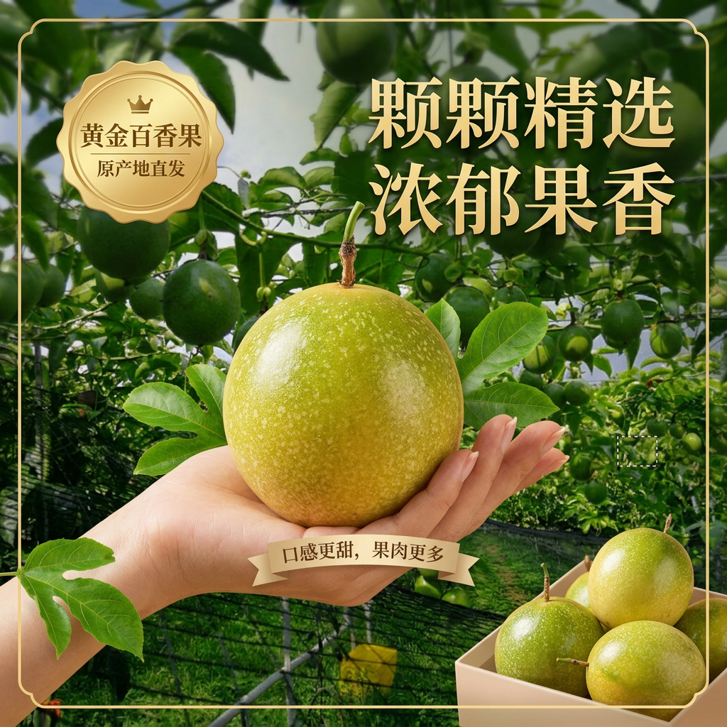 广西百香果水果生鲜当季应季特产钦蜜9号黄金百香果 特大果70-90g净果8.5斤装