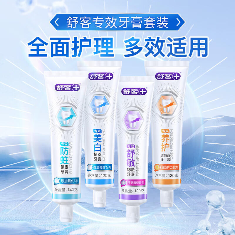 舒客红花清火牙膏清火护龈减轻牙龈肿痛上火问题清新口气 到手8件套 【草本清火护龈防蛀固齿】红花清火120g*3+防蛀140g