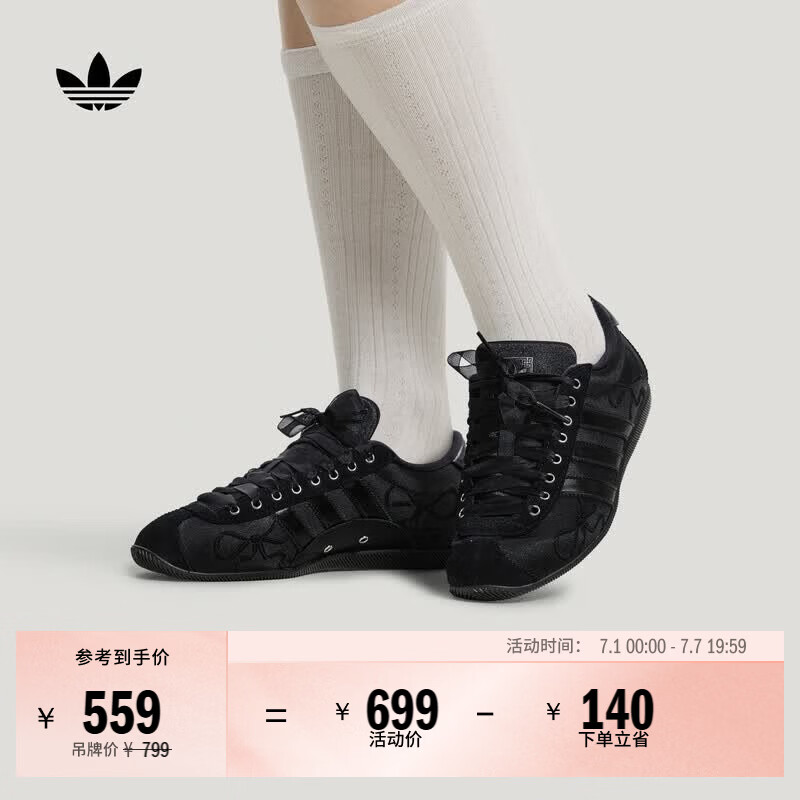 adidas「安福」ANFU休闲经典复古薄底T头鞋女阿迪达斯官方三叶草   黑色/金属银   39