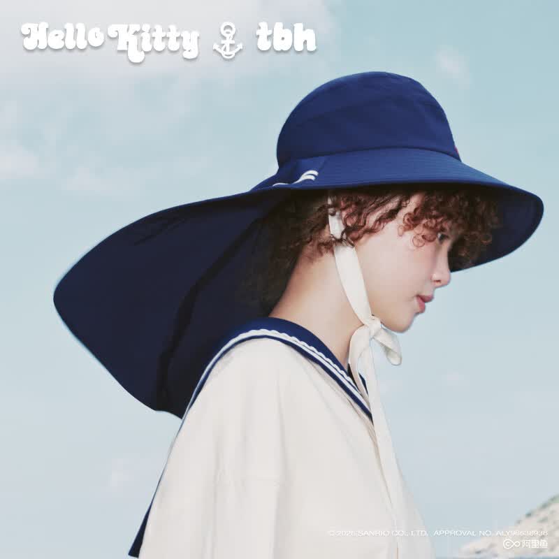野兽派家居（tbh）三丽鸥Hello Kitty水手防晒帽遮阳帽26新款通勤旅行太阳帽 Hello Kitty水手防晒帽 航海蓝 55-58cm