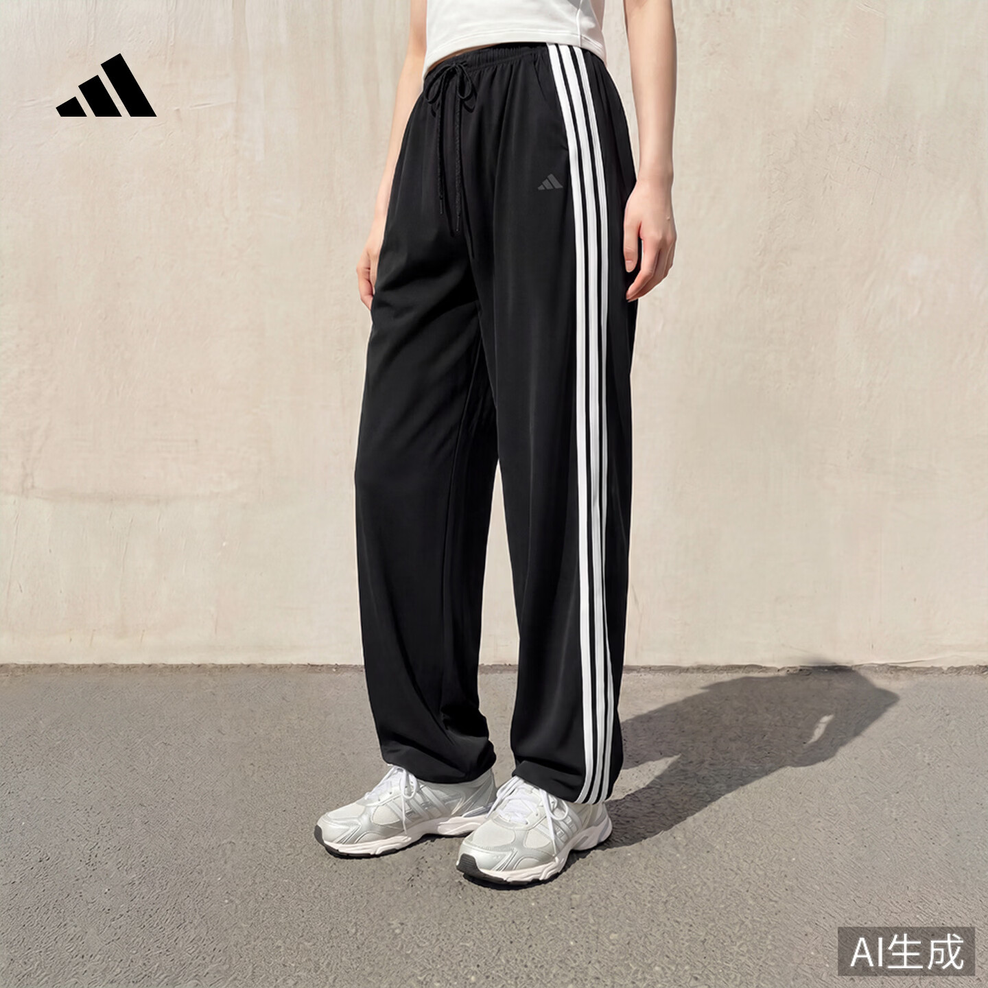 adidas三条纹舞动系列防晒UPF50+休闲运动裤香蕉裤女春夏阿迪达斯   黑色   S