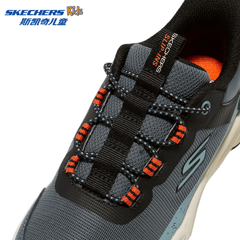 Skechers斯凯奇男孩男童运动鞋百搭舒适跑步鞋405386L 男童/木炭色/黑色 /CCBK 34