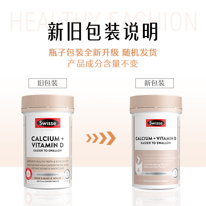 Swisse斯维诗 钙片+维生素D迷你钙片 中老年成人孕妇补钙 柠檬酸钙300片