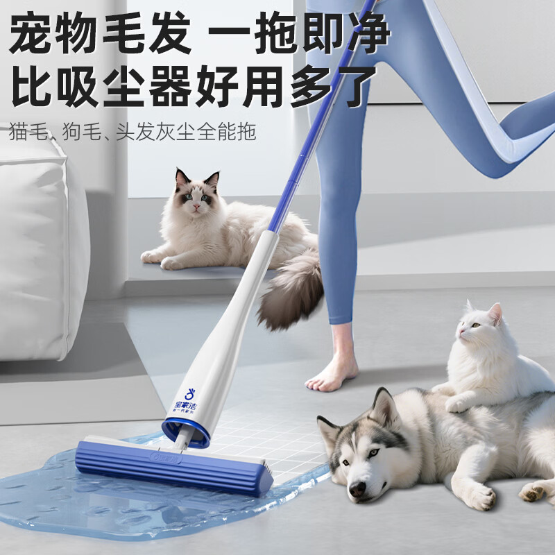 宝家洁【宠物毛发】欧科棉拖把家用一拖净宠物毛发速拖 【拖把替换头】2个装