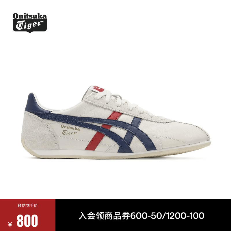 Onitsuka Tiger鬼塚虎男鞋 慢跑鞋透气轻便男女款运动休闲鞋RUNSPARK  白色/藏青色(1183B480-107) 36