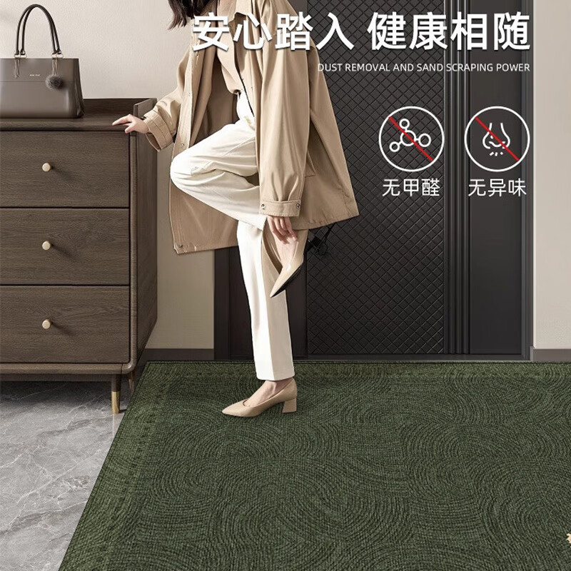 KAYE入户地垫绿色进门玄关脚垫出入平安门垫家用防滑门前地毯免洗垫子 QR-K君墨-01 60X90cm