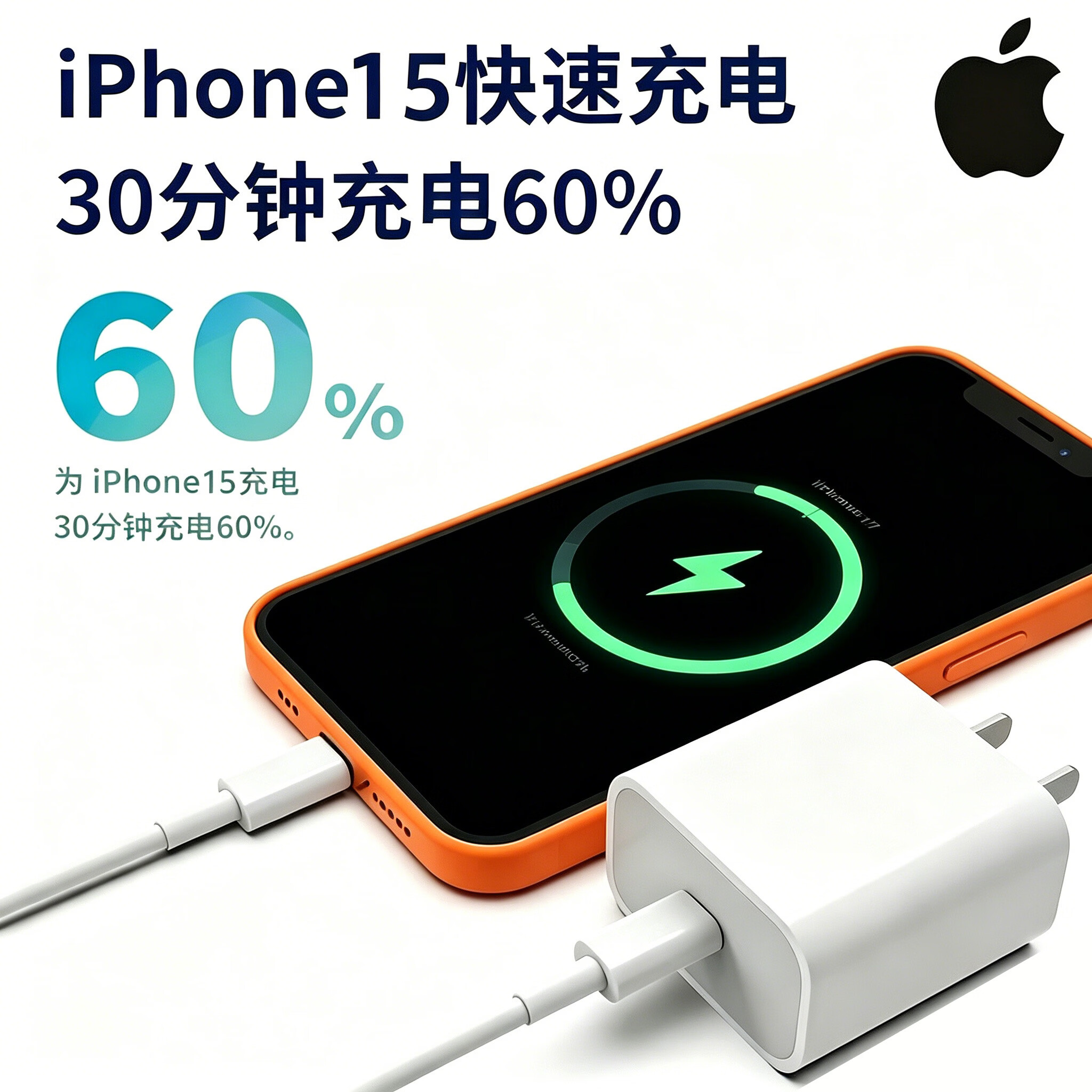 苹果Apple原装正品20W/40W充电器双Typec/PD口数据线iPhone17/16/15/14/13/12/ProMax系列ipad平板 (15-17系列)原装20W头+2米双C