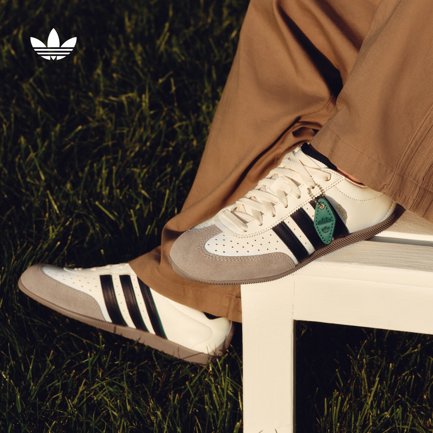adidas「T头鞋」CHANGLE度假风复古薄底休闲鞋男女阿迪达斯三叶草   亮白/暖沙色   38