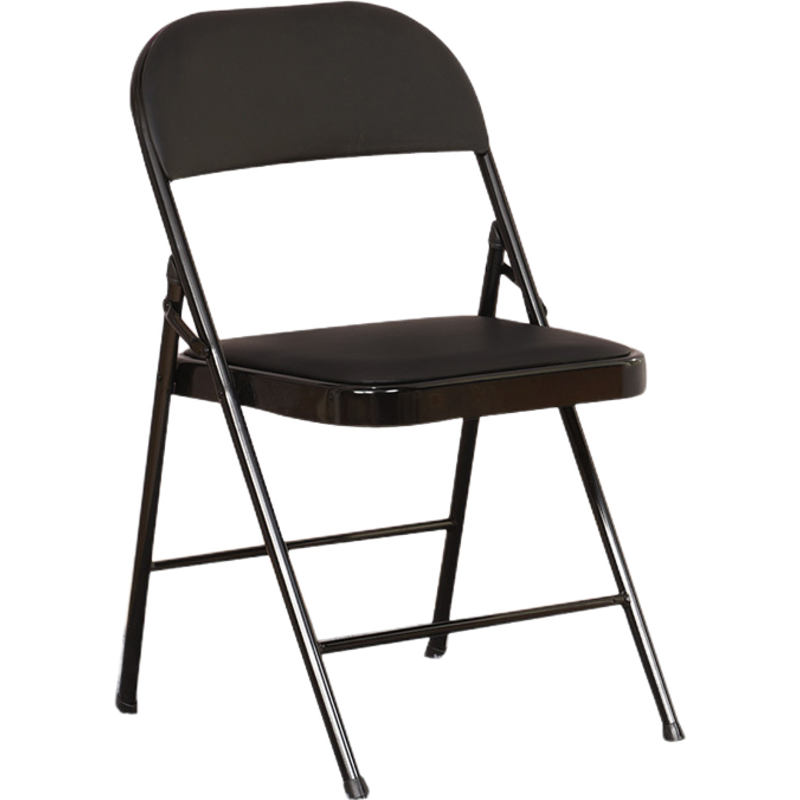 （工匠时光）简易靠背椅可折叠椅办公椅会议椅座椅培训椅靠背椅家用餐椅子 黑色钢板加强底座双层海绵