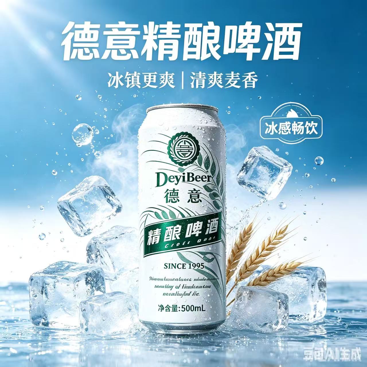 德意精酿啤酒全麦德式白啤听装口感清爽啤酒 500mL 12罐 整箱装,