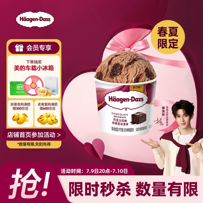 哈根达斯（Haagen-Dazs）【限定新品】巧克力风味布朗尼冰淇淋100ml/杯 雪糕