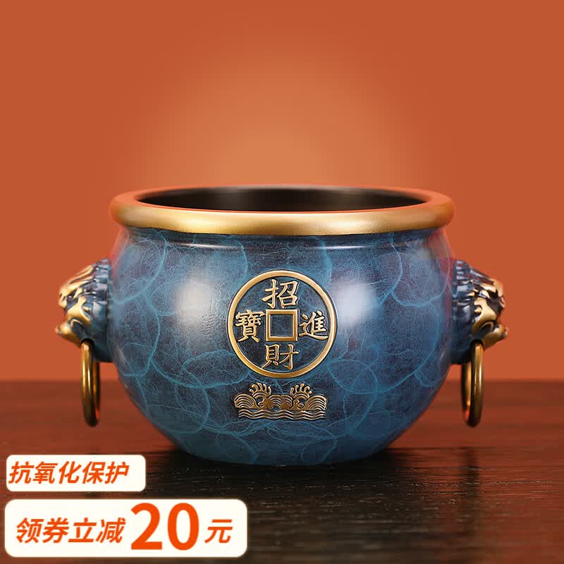 福笙堂 黄铜聚宝盆铜缸创意摆件家居客厅工艺品办公室店铺开业礼品