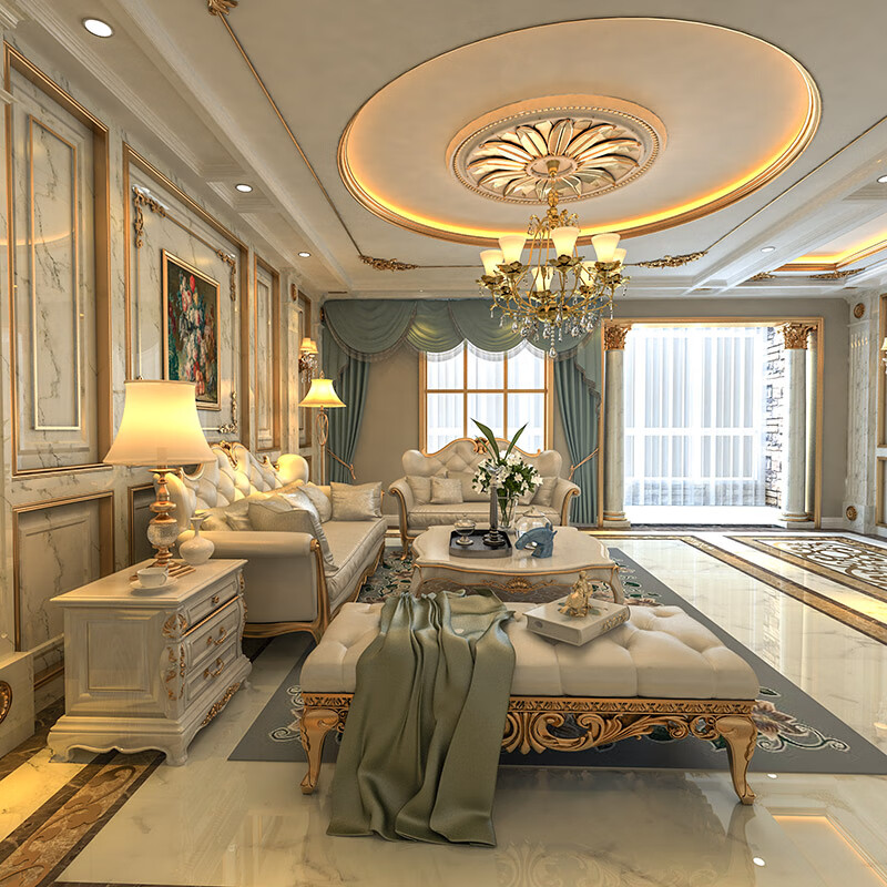 欧式古典奢华实木高档真皮沙发客厅组合简欧别墅法式轻奢全屋家具 1