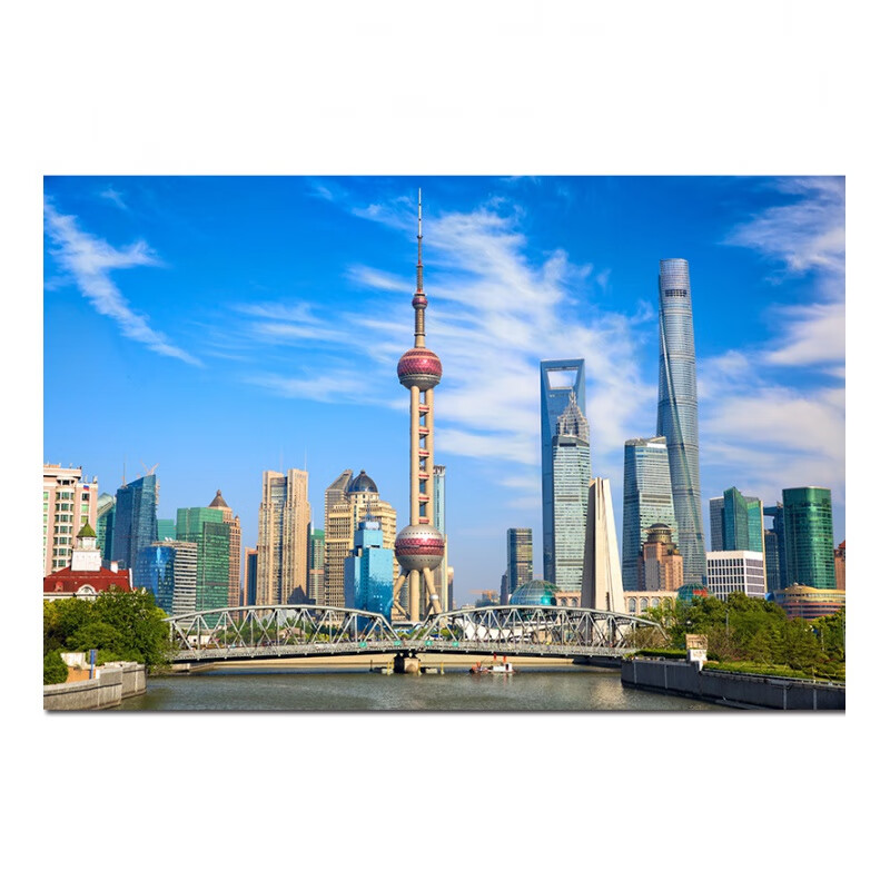 上海繁华城市东方明珠中式外滩陆家嘴建筑风景壁画办公室装饰挂画 a