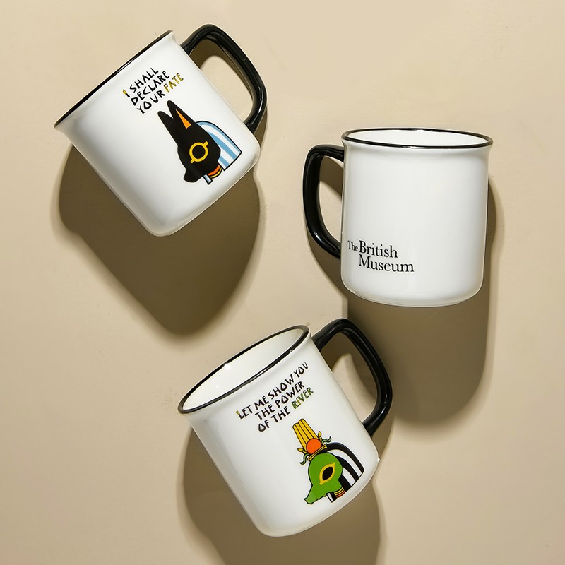 爱屋.格林大英博物馆埃及萌神陶瓷杯家用儿童复古马克杯早餐牛奶杯可爱迷你 埃及萌神-阿努比斯
