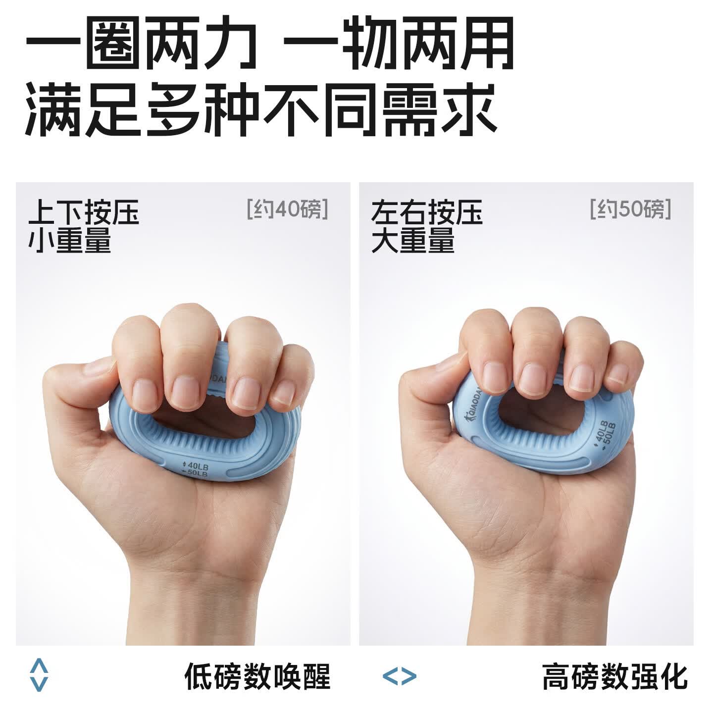 乔丹(QIAODAN)握力圈硅胶手指康复训练男女手指力量解压握力器练小臂便捷 绿色【30-40LB】