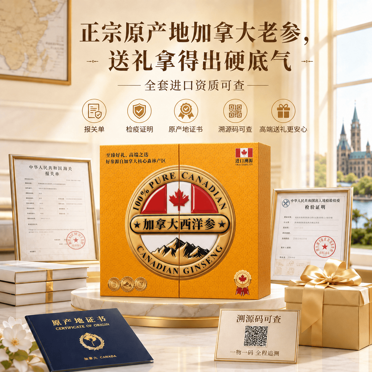 波迪兰【商务赠礼甄选】高端加拿大西洋参原产切片花旗参温补滋养礼盒装 100g*1盒 【送同事朋友推荐】 【原产地:加拿大】西洋参