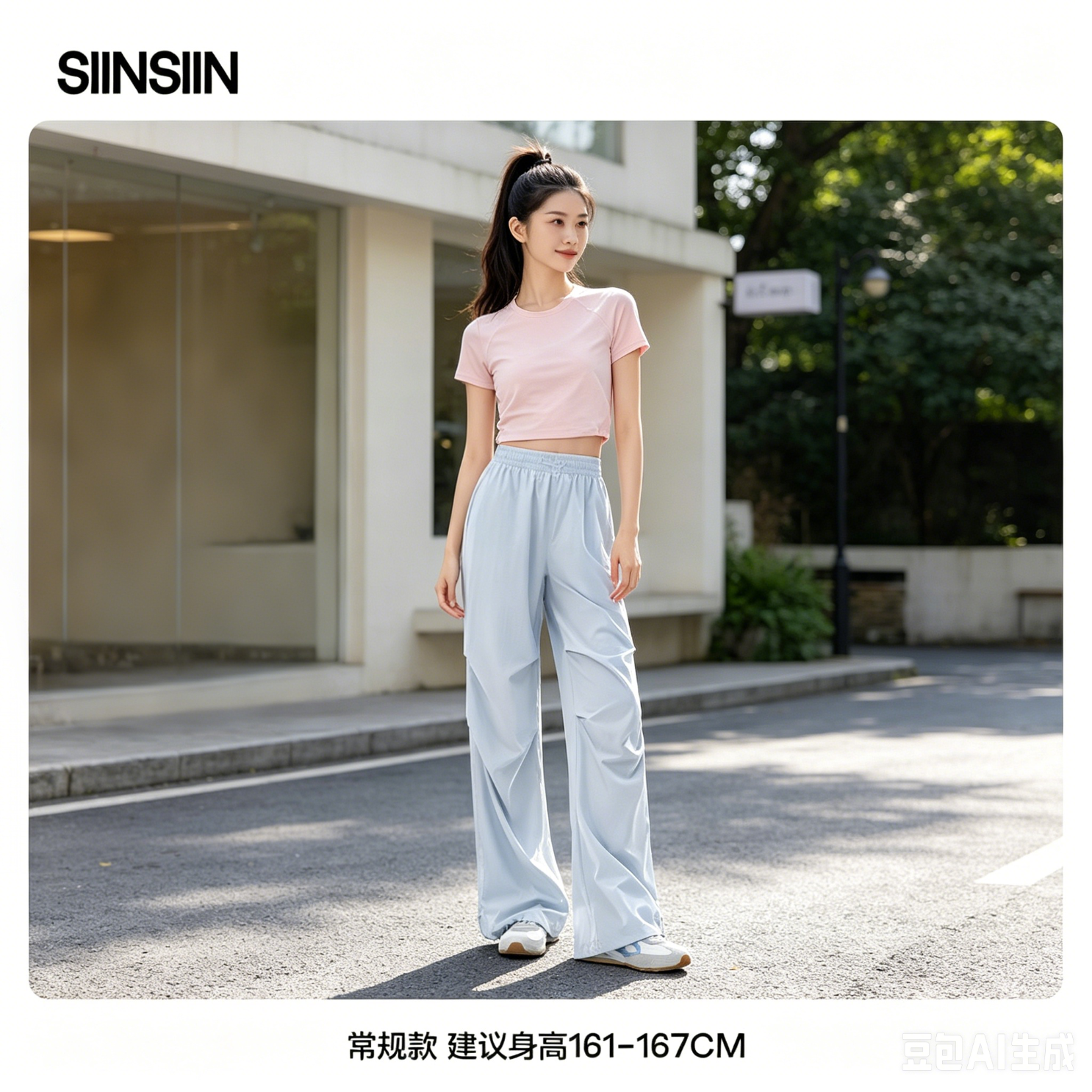 SIINSIIN【专享】户外工装裤女宽松防晒透气速干运动休闲裤束脚裤阔腿裤 【常规款】柔雾蓝 L （121-130斤）