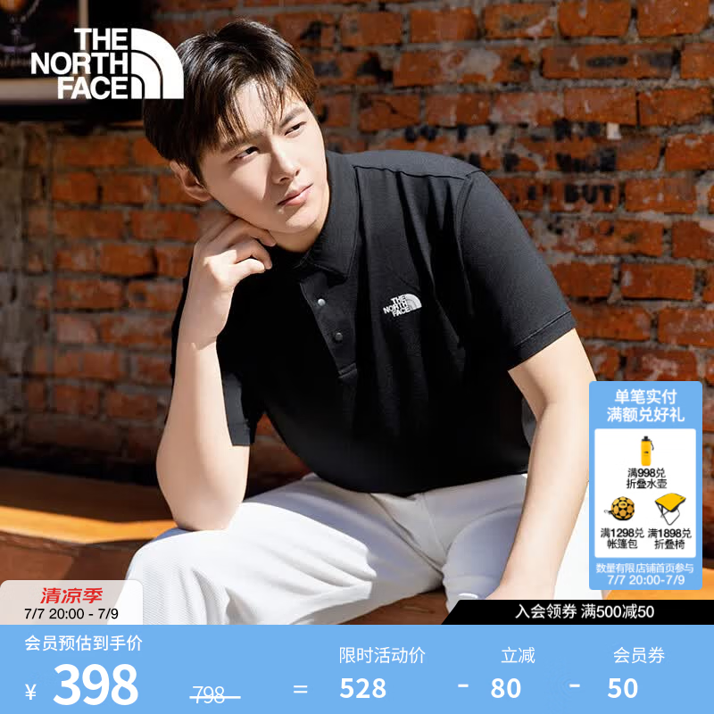 北面（The North Face）男Misty美利奴羊毛休闲短袖Polo衫户外休闲运动|8BYK JK3/宇宙黑 XL /180