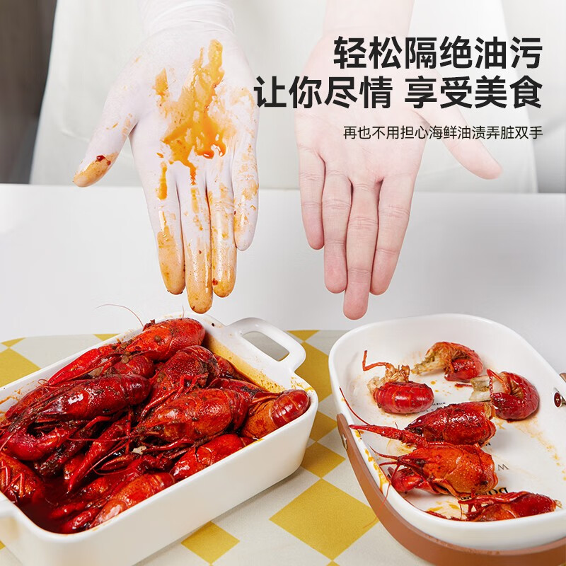 苏力达丁晴手套一次性手套食品级厨房洗碗家务丁腈手套防滑耐磨干活防水 白色食品级秉秀丁腈手套 30只装 M【适用掌宽8-9cm】