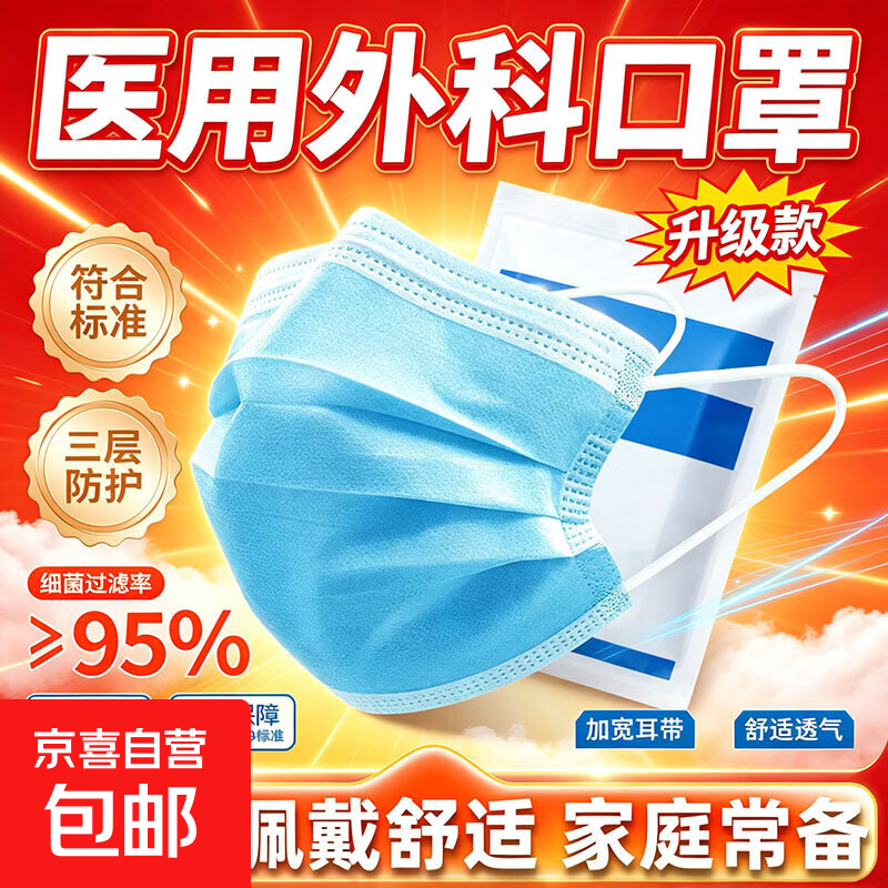 【拉新】医用外科口罩独立包装灭菌级一次性口罩防尘挂耳防细菌 【10片*1包】医用级升级版