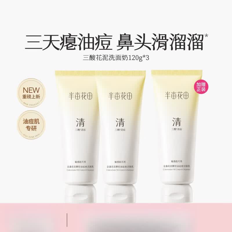 半亩花田（Little Dream Garden）三酸洗面奶控油祛痘氨基酸洁面乳深层清洁收缩毛孔男士女 360g
