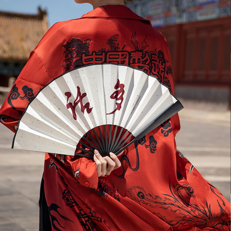 三尺鲤趣味双面折扇雍正御批折叠扇子趣味国风文创生日礼物女神节 话