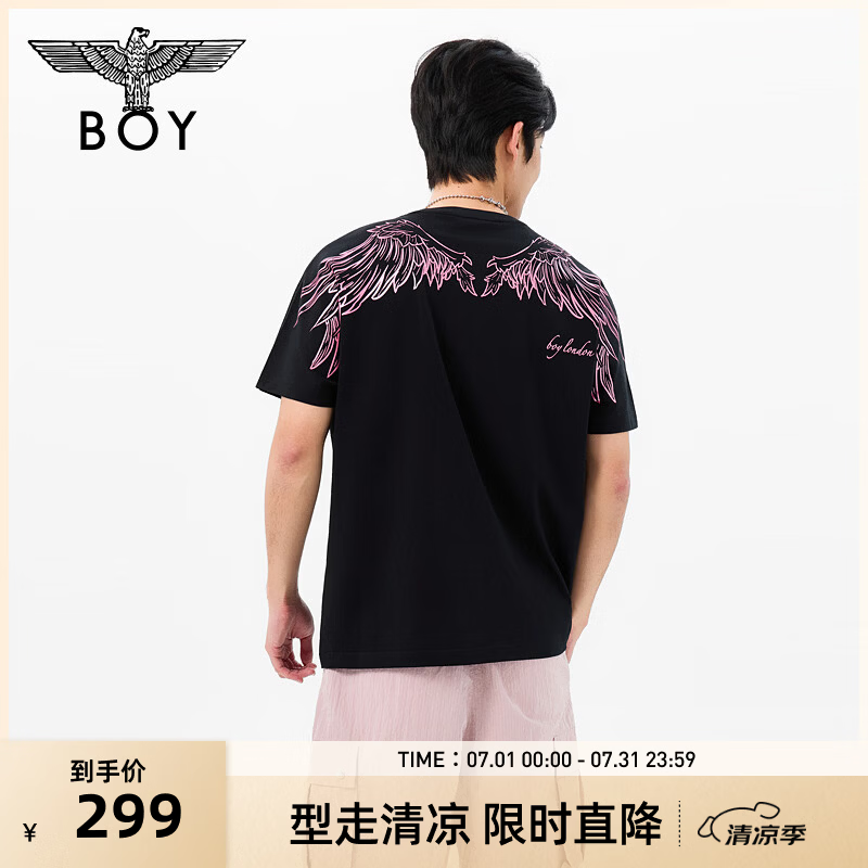 BOY LONDON【金翼凌云】夏季情侣款潮牌男女简约纯棉短袖T恤N01909 黑色N01911 S